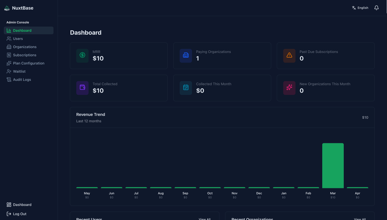 NuxtBase admin preview