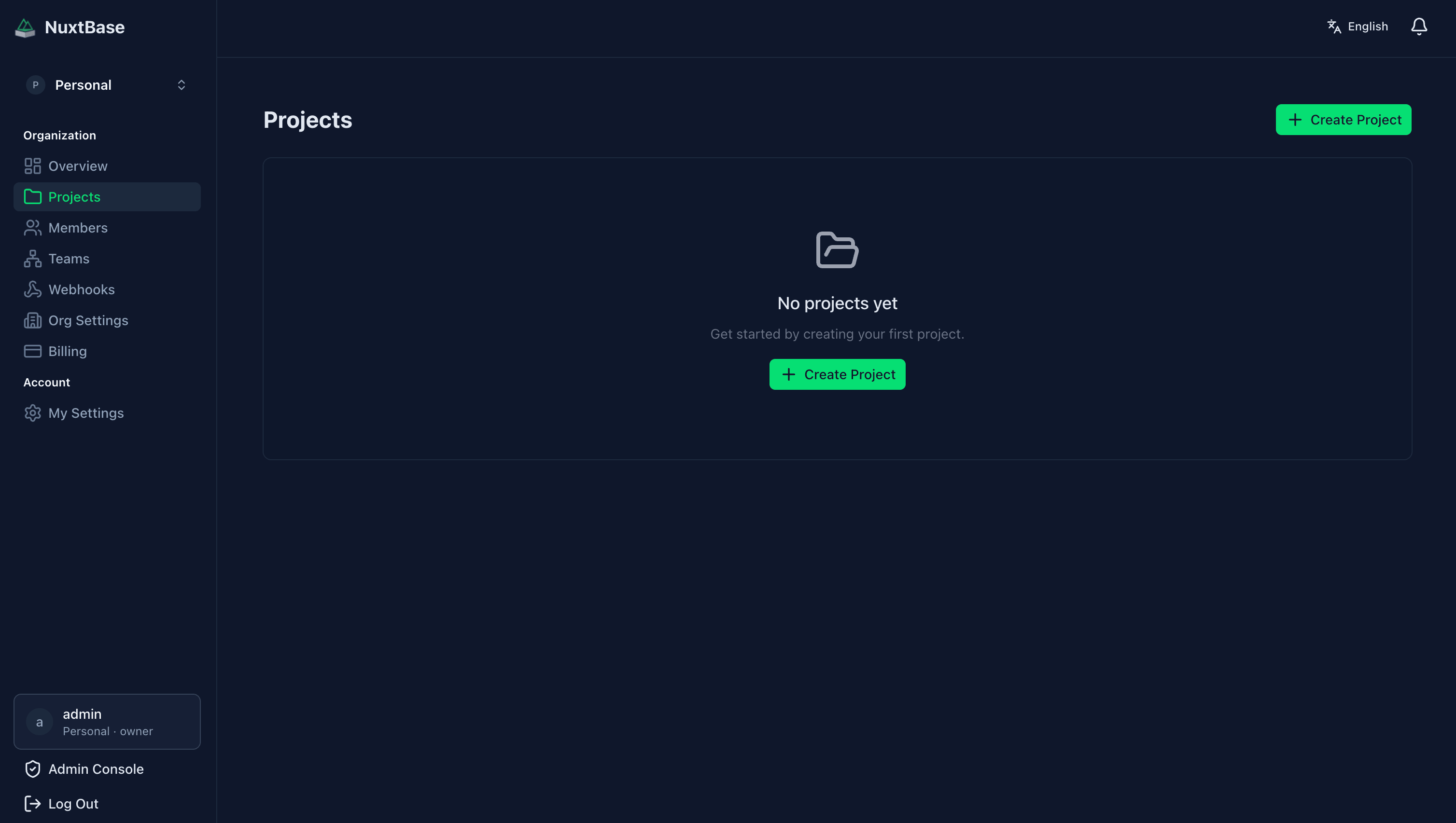 NuxtBase dashboard preview